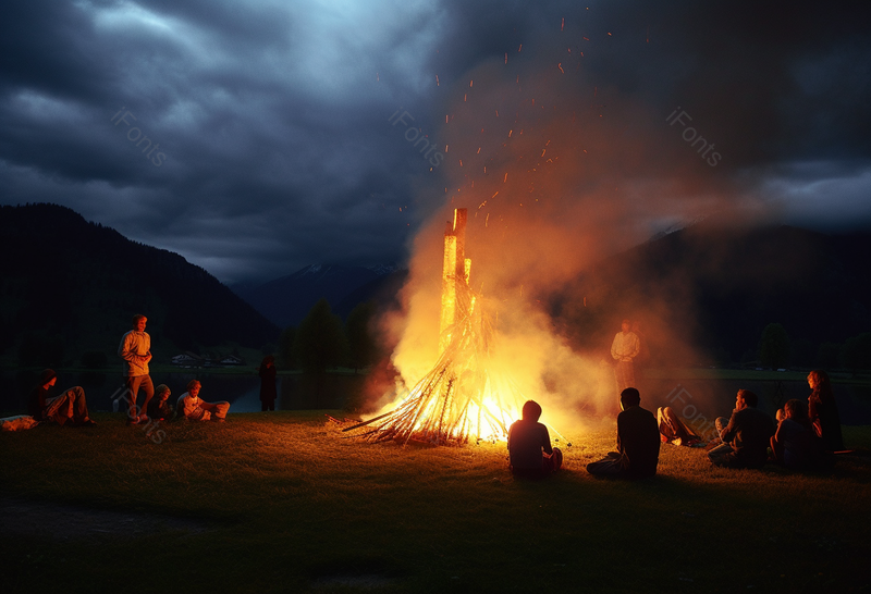 小孩子野外露营聊天聚会进行篝火晚会,高清,摄影图,摄影图片,图片大全,摄影图免费下载